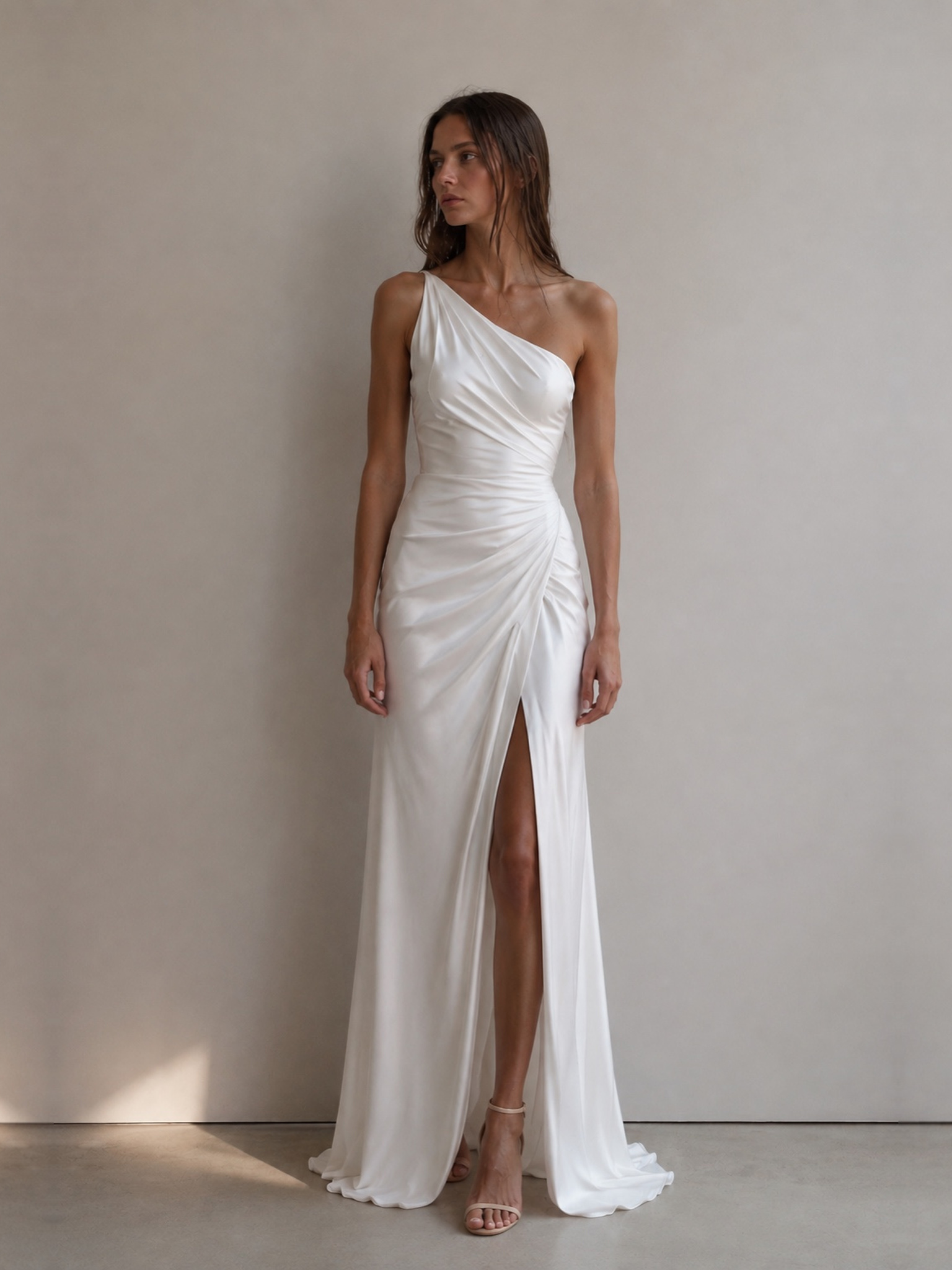 Draped One Shoulder Gown